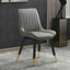 Modern-Grey-Leather-Dining-Chair-Black-Metal-Legs-Gold-Tipped-Set-of-2