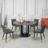 Athlone Modern Grey Leather Dining Chair Set of 2