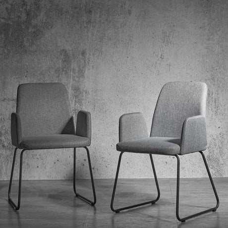 Modern-Grey-Linen-Dining-Chair-Black-Hooped-Metal-Legs-Set-of-2