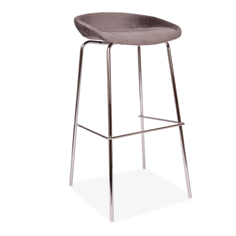 Modern-Grey-Velvet-Backless-Dining-Stool-Silver-Metal-Legs-Set-of-2