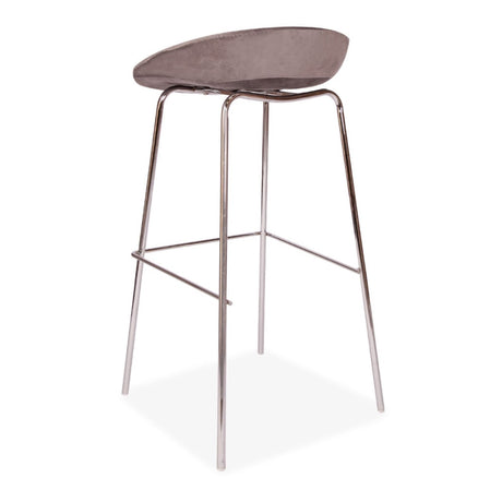 Modern-Grey-Velvet-Backless-Dining-Stool-Silver-Metal-Legs-Set-of-2