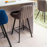 Modern-Grey-Velvet-Bar-Stool-Black-Metal-Legs-Set-of-2