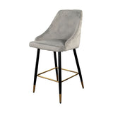 Modern-Grey-Velvet-Buttoned-Back-Bar-Stool-With-Black-Metal-Legs-&-Gold-Tips