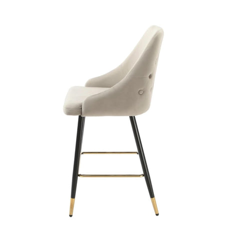 Modern-Grey-Velvet-Buttoned-Back-Bar-Stool-With-Black-Metal-Legs-&-Gold-Tips