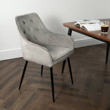 Modern-Grey-Velvet-Buttoned-Back-Dining-Chair-With-Black-Metal-Legs