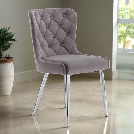 Modern-Grey-Velvet-Dining-Chairs-With-Deep-Buttoned-Back