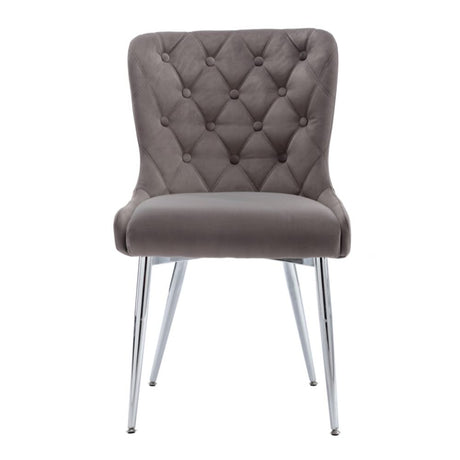 Modern-Grey-Velvet-Dining-Chairs-With-Deep-Buttoned-Back