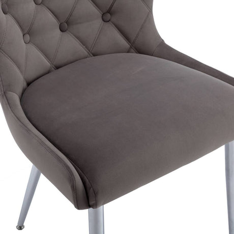 Modern-Grey-Velvet-Dining-Chairs-With-Deep-Buttoned-Back