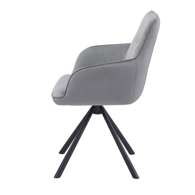 Modern-Grey-Velvet-Swivel-Dining-Chair-Black-Metal-Legs-Set-of-2