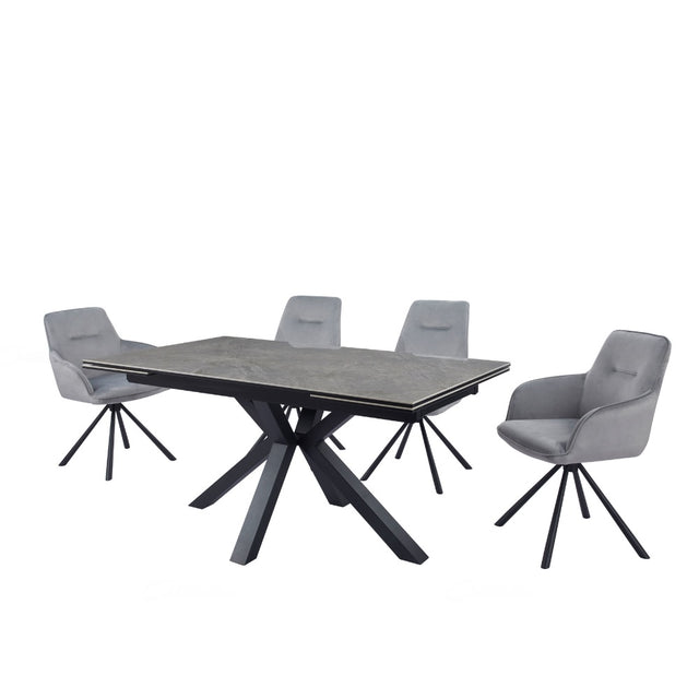 Modern-Grey-Velvet-Swivel-Dining-Chair-Black-Metal-Legs-Set-of-2