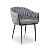 Modern-Grey-Weave-Braided-Dining-Chair-Black-Metal-Legs-Set-of-2