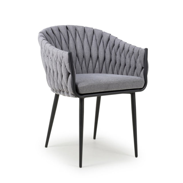 Modern-Grey-Weave-Braided-Dining-Chair-Black-Metal-Legs