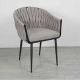 Modern-Grey-Weave-Braided-Dining-Chair-Black-Metal-Legs-Set-of-2