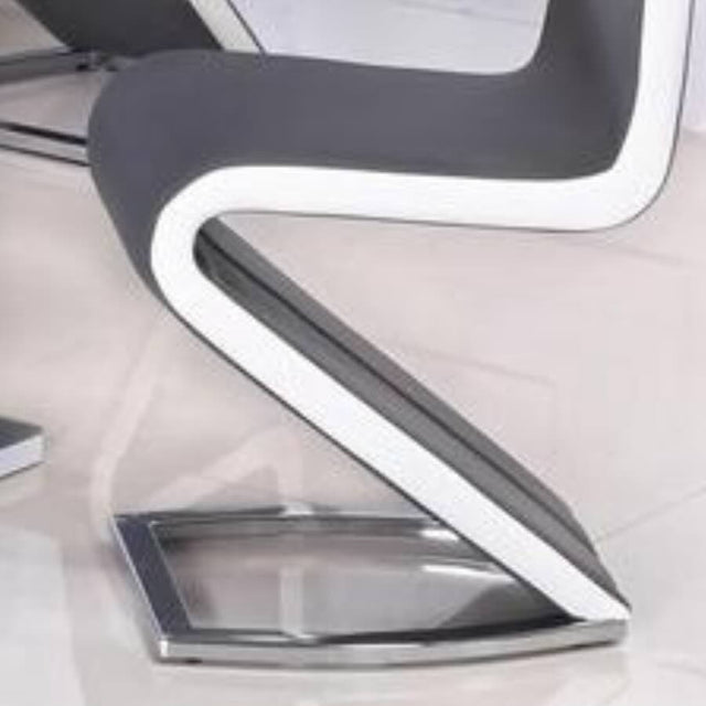 Modern-Grey-_-White-Faux-Leather-Z-shape-Dining-Chair-With-Cantilever-Metal-Base-Set-of-2