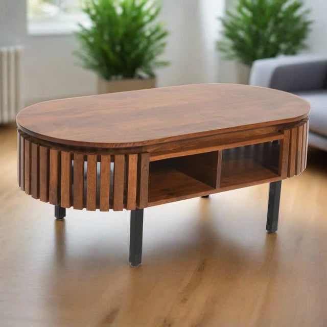 Modern-Japandi-Oval-Dark-Mango-Wood-Coffee-Table-With-Storage