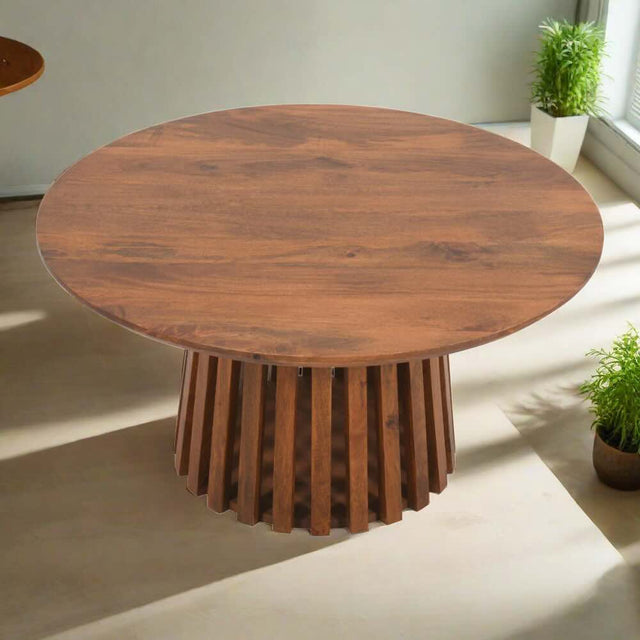 Modern-Japandi-Round-Dark-Mango-Wood-Coffee-Table-80cm