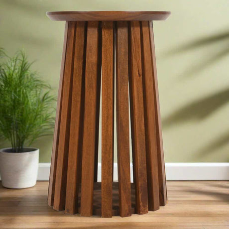 Modern-Japandi-Round-Dark-Mango-Wood-Slatted-Side-Table-35cm