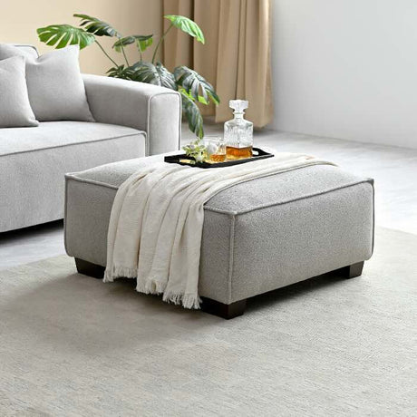 Modern-Light-Grey-Boucle-4-Seater-Sofa-With-Ottoman