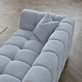 Modern Light Grey Boucle Sofa Set 3-4 Seater With Chair & Footstools