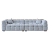 Modern Light Grey Boucle Sofa Set 3-4 Seater With Chair & Footstools