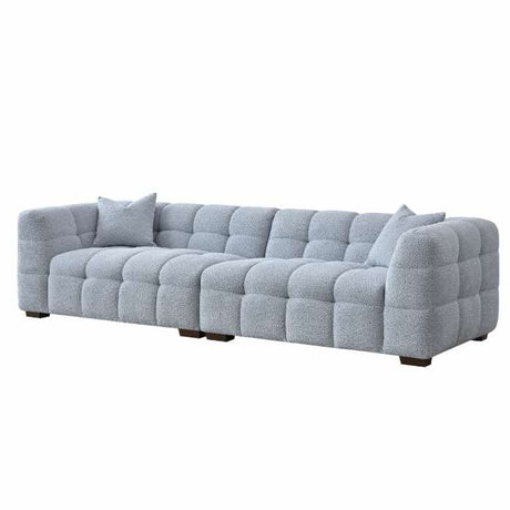 Modern Light Grey Boucle Sofa Set 3-4 Seater With Chair & Footstools