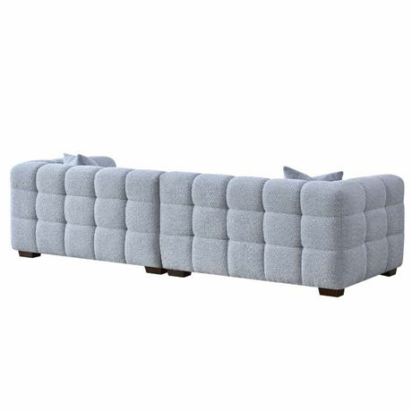 Modern Light Grey Boucle Sofa Set 3-4 Seater With Chair & Footstools