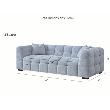 Modern Light Grey Boucle Sofa Set 3-4 Seater With Chair & Footstools