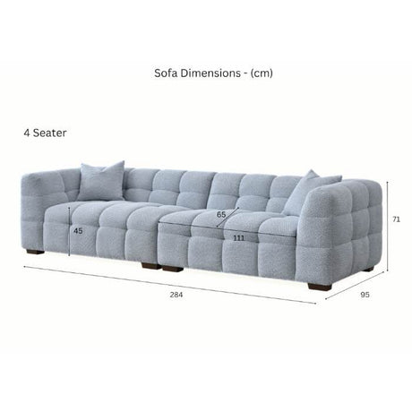 Modern Light Grey Boucle Sofa Set 3-4 Seater With Chair & Footstools