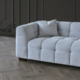 Modern Light Grey Boucle Sofa Set 3-4 Seater With Chair & Footstools