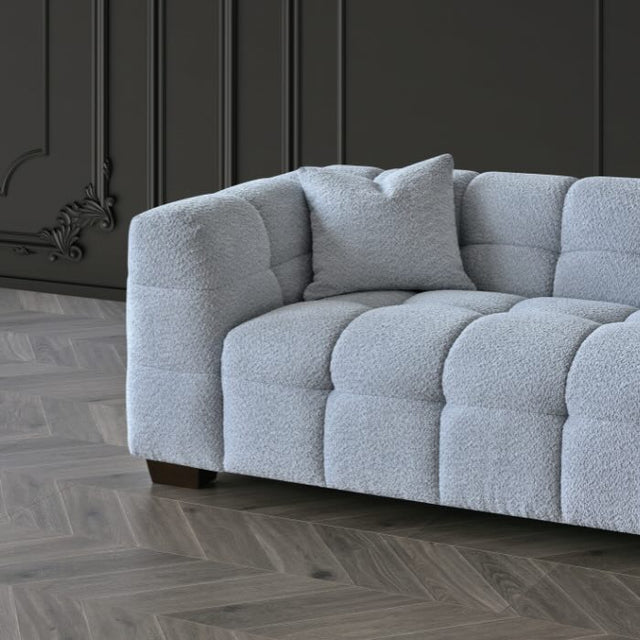 Modern Light Grey Boucle Sofa Set 3-4 Seater With Chair & Footstools