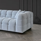 Modern Light Grey Boucle Sofa Set 3-4 Seater With Chair & Footstools