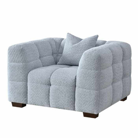 Modern Light Grey Boucle Sofa Set 3-4 Seater With Chair & Footstools