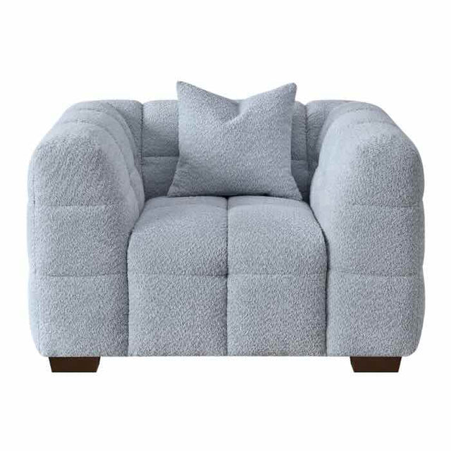 Modern Light Grey Boucle Sofa Set 3-4 Seater With Chair & Footstools