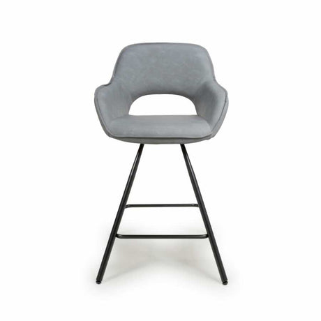 Modern-Light-Grey-Faux-Leather-Open-Back-Bar-Stool-With-Black-Metal-Legs-Set-of-2