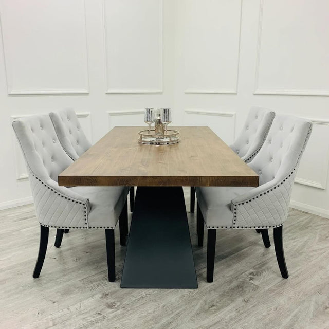 Modern-Light-Grey-Soft-velvet-Knocker-Back-Dining-Chairs-Set-of-2-Black-Wooden-Legs