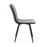 Modern-Light-Grey-Suede-Two-Tone-Waffle-Stitch-Dining-Chairs-Black-Metal-Legs-Set-of-2