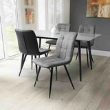 Modern-Light-Grey-Suede-Two-Tone-Waffle-Stitch-Dining-Chairs-Black-Metal-Legs-Set-of-2