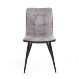 Modern-Light-Grey-Suede-Two-Tone-Waffle-Stitch-Dining-Chairs-Black-Metal-Legs-Set-of-2