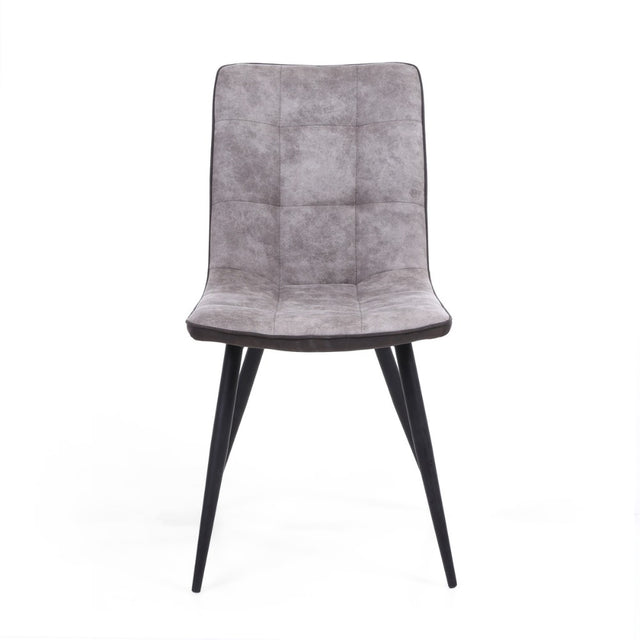 Modern-Light-Grey-Suede-Two-Tone-Waffle-Stitch-Dining-Chairs-Black-Metal-Legs-Set-of-2