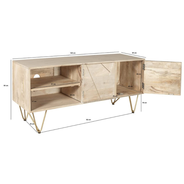 Tropez Industrial Light Mango Wood TV Stand With Storage