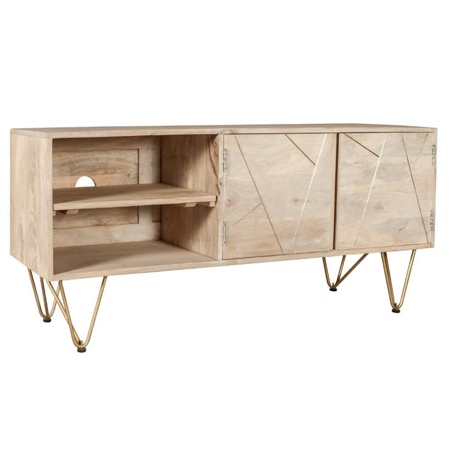 Tropez Industrial Light Mango Wood TV Stand With Storage