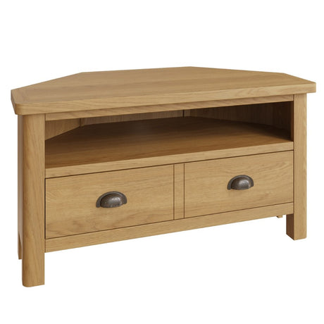 Maxwell Classic Oak Wood Corner TV Stand With Storage