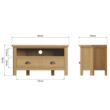 Maxwell Classic Oak Wood Corner TV Stand With Storage