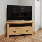 Maxwell Classic Oak Wood Corner TV Stand With Storage