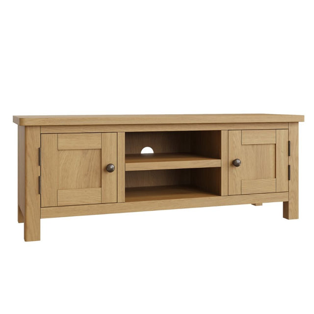 Maxwell Classic Oak Wood Large TV Stand With Storage