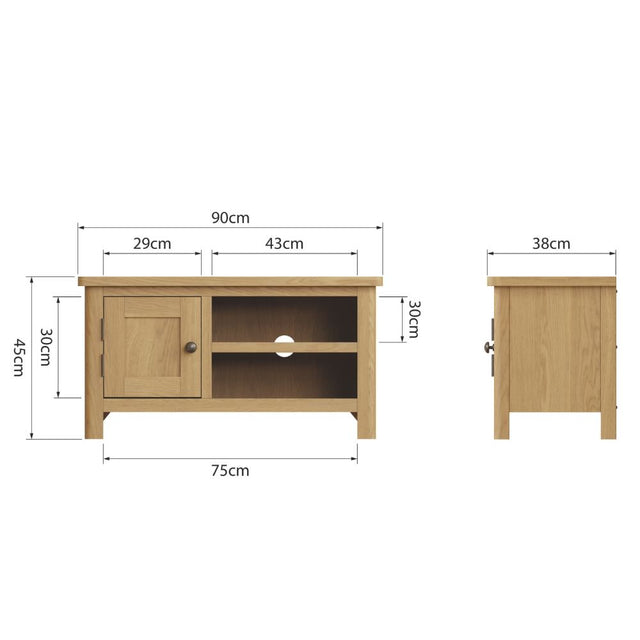 Maxwell Classic Oak Wood TV Stand With Storage