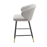 Modern-Luxury-Grey-Velvet-Bar-Stool-With-Black-Metal-Legs-With-Gold-Tips