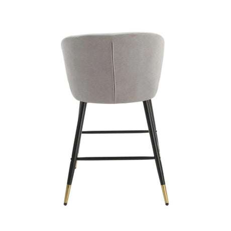 Modern-Luxury-Grey-Velvet-Bar-Stool-With-Black-Metal-Legs-With-Gold-Tips