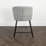 Modern-Luxury-Grey-Velvet-Bar-Stool-With-Black-Metal-Legs-With-Gold-Tips