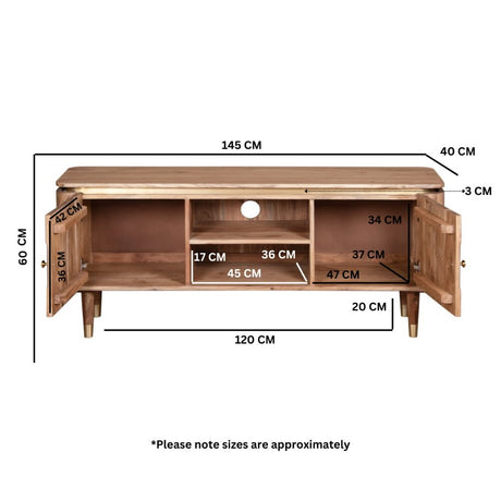 Ashiko Modern Acacia Wood TV Stand With Storage